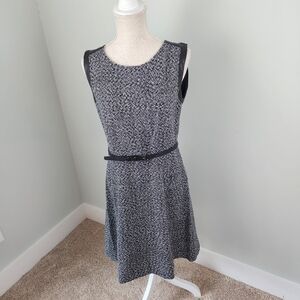 Liz Claiborne Sleeveless Black Grey Belted Midi Zip Up Dress Women’s 10